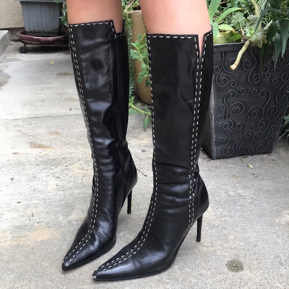 kenneth cole black leather boots